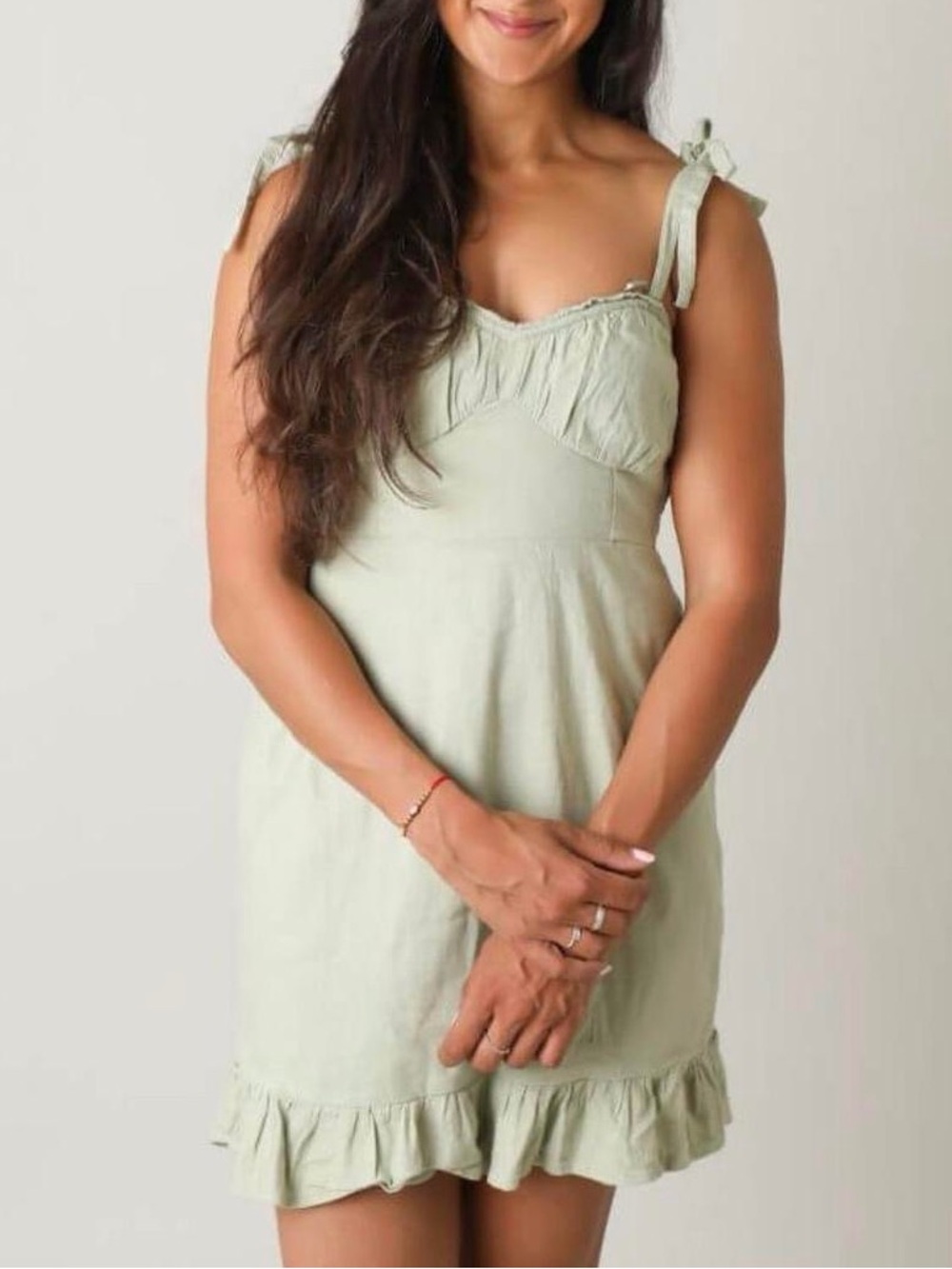 Hollister Sage Tie-Shoulder Mini Dress